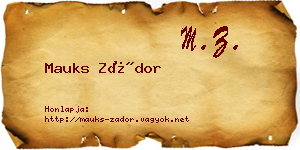 Mauks Zádor névjegykártya
